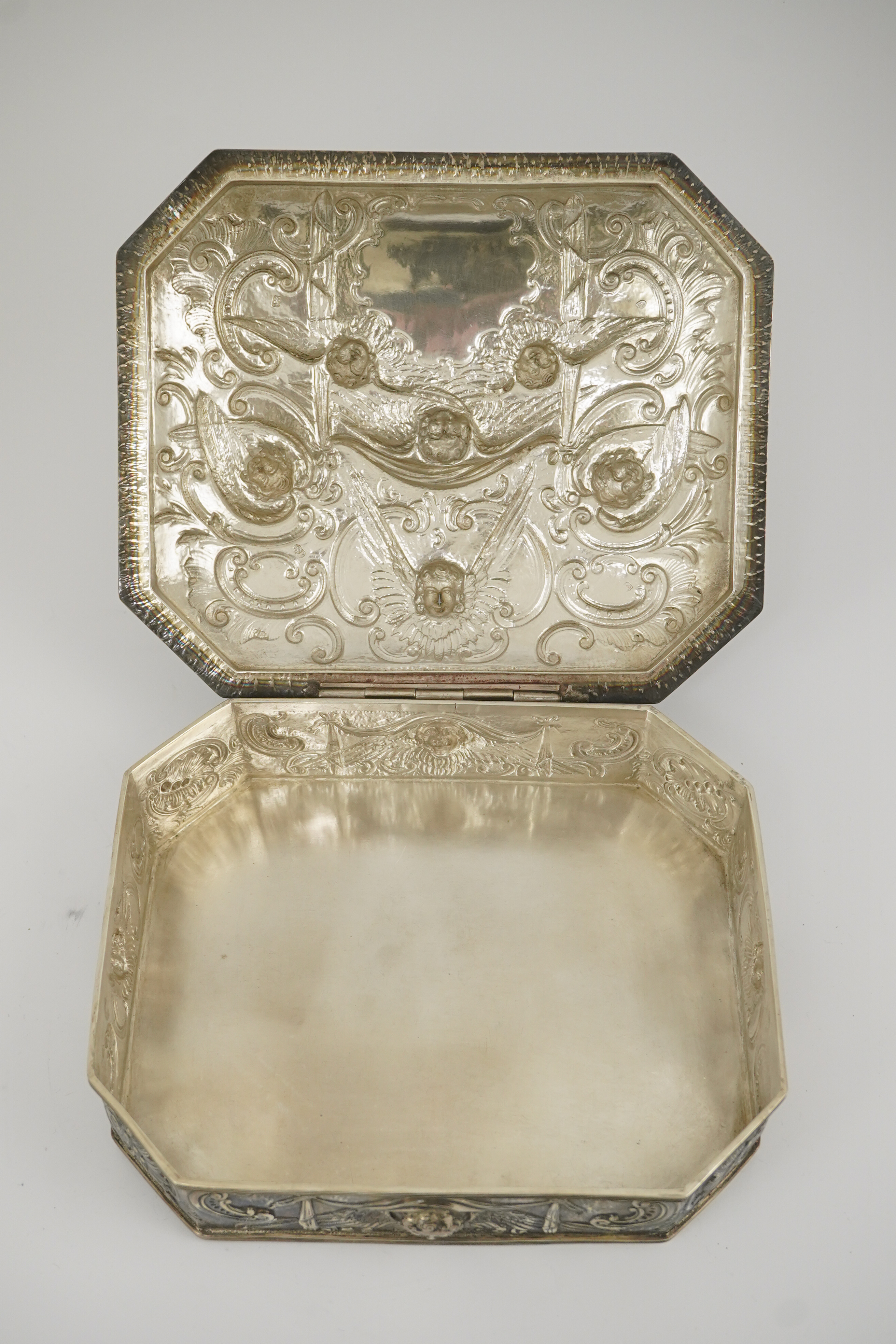 A 17th century style Continental silver casket